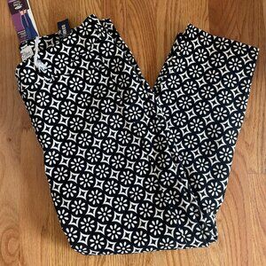 Old Navy The Diva Skinny Ankle Black White Flower Print Stretch Fit Pants 12R